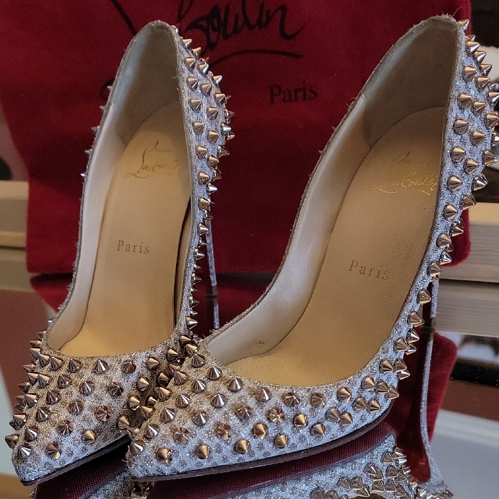 Christian Louboutin Follies Golden Spikes 100mm Heel